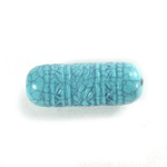 Plastic Mixed Color Engraved Tube Bead 32x13MM BLUE TURQ MATRIX
