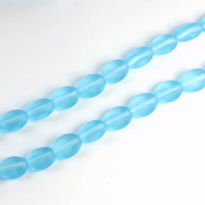 Czech Pressed Glass Bead - Flat Oval 08x6MM MATTE AQUA