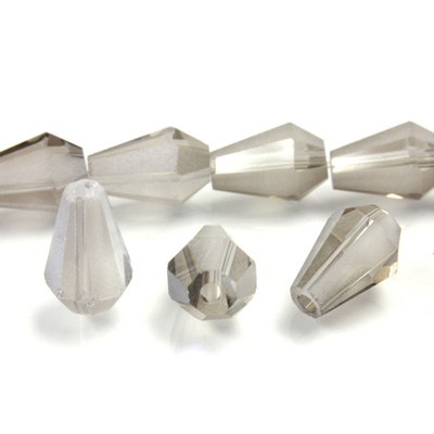 Chinese Cut Crystal Bead - Cone 10x6MM GREY LUMI HALF Matte