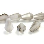 Chinese Cut Crystal Bead - Cone 10x6MM GREY LUMI HALF Matte