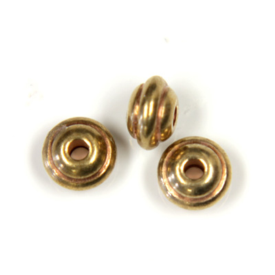 Brass Machine Made Bead - Beehive Round 04x6MM RAW BRASS