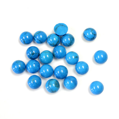 Gemstone Cabochon - Round 04.8MM HOWLITE DYED TURQUOISE