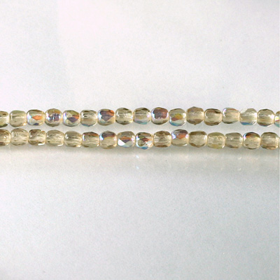 Czech Glass Fire Polish Bead - Round 03MM SMOKE TOPAZ AB