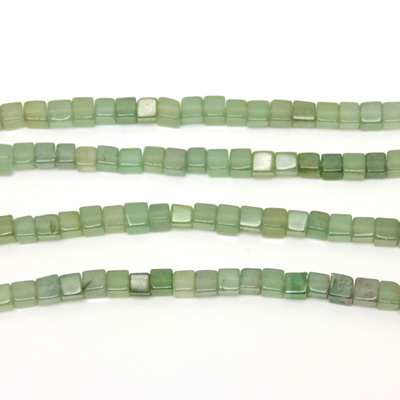 Gemstone Bead - Cube Smooth 04x4MM AVENTURINE-GREEN