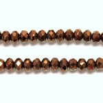 Czech Glass Fire Polish Bead - Rondelle Donut 05x3MM Full Coated ANTIQUE COPPER
