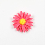 Plastic Carved No-Hole Flower - Daisy 26MM PINK with YELLOW Center