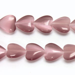 Fiber Optic Synthetic Cat's Eye Bead - Smooth Lentil Heart 12MM CAT'S EYE LT PURPLE