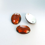 Plastic Flat Back 2-Hole Foiled Sew-On Stone - Oval 18x13MM SMOKE TOPAZ