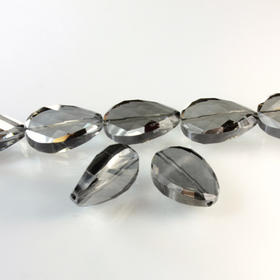 Chinese Cut Crystal Bead - Oval Twist 21x13MM GREY
