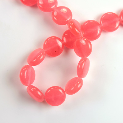 Gemstone Bead - Smooth Round Lentil 10MM Dyed QUARTZ Col. 27 ROSE