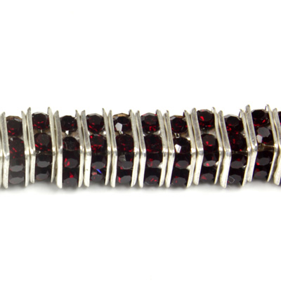 Czech Rhinestone Rondelle - Square 06MM SIAM-SILVER