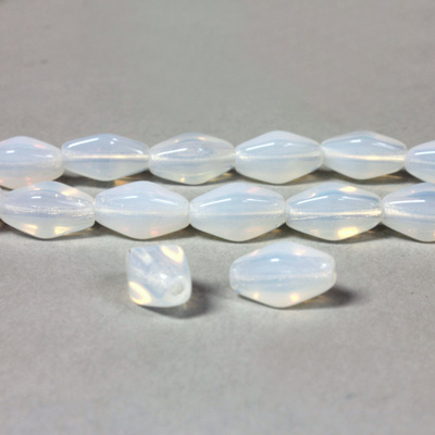 Czech Pressed Glass Bead - Lantern 11x7MM WHITE OPAL