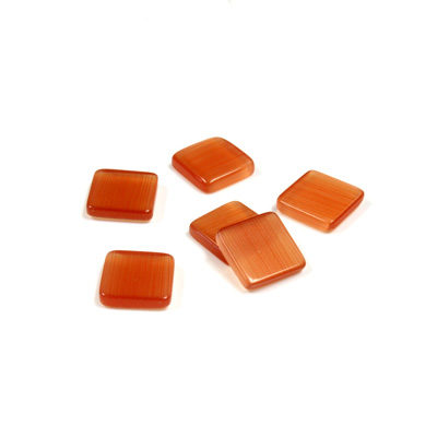 Fiber-Optic Flat Back Buff Top Straight Side Stone - Square 08x8MM CAT'S EYE COPPER