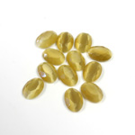 Fiber-Optic Flat Back Stone with Faceted Top and Table - Oval 07x5MM CAT'S EYE LT BROWN