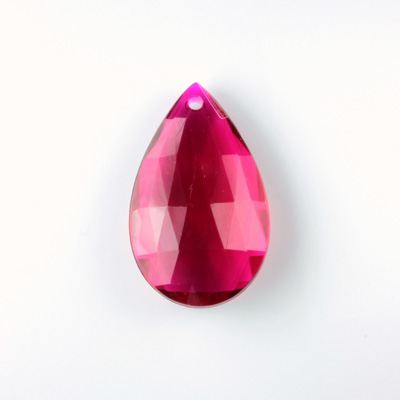 German Plastic Pendant -Transparent Faceted Pear 25x18MM FUCHSIA