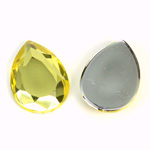 Plastic Flat Back Foiled Rose Cut Rhinestone - Pear 25x18MM JONQUIL