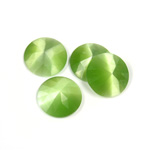 Fiber-Optic Flat Back Cabochon - Rauten Rose Round 13MM CAT'S EYE LT GREEN