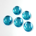 Plastic Flat Back Foiled Cabochon - Oval 12x10MM AQUA