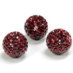 Rhinestone Bead Pave with 2.0MM Hole Metal Base Round 14MM GARNET