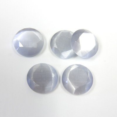 Fiber-Optic Flat Back Stone with Faceted Top and Table - Round 11MM CAT'S EYE LT GREY