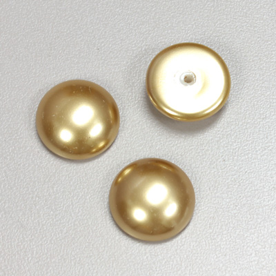 Glass Medium Dome Pearl Dipped Cabochon - Round 16MM GOLD