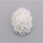 Plastic Carved Flower - Cluster Oval 25x18MM WHITE