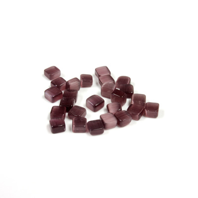 Fiber-Optic Flat Back Buff Top Straight Side Stone - Square 04x4MM CAT'S EYE PURPLE