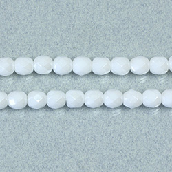 Czech Glass Fire Polish Bead - Round 06MM WHITE LUSTER