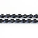 Czech Glass Fire Polish Bead - Melon Cut Oval 08x6MM MATTE JET
