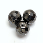 Czech Glass Fire Polish 1-Hole Ball - 14MM GUNMETAL