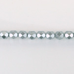 Czech Glass Pearl Faceted Fire Polish Bead - Round 04MM LT GREY 70483