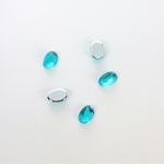 Plastic Flat Back Foiled Rose Cut Rhinestone - Oval 06x4MM AQUA