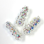 Preciosa Rhinestone Rondelle Crystal Tubes 20x7MM CRYSTAL AB/SILVER