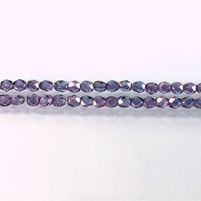 Czech Glass Fire Polish Bead - Round 03MM LUMI COATED PURPLE