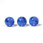 Czech Glass Lampwork Bead - Smooth Round 10MM Flower ON SAPPHIRE