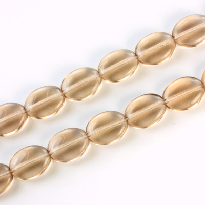 Czech Pressed Glass Bead - Flat Oval 12x9MM SMOKE TOPAZ