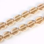 Czech Pressed Glass Bead - Flat Oval 12x9MM SMOKE TOPAZ