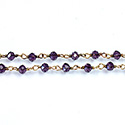 Indian Crystal Linked Bead Chain - Rondelle 2x3MM AMETHYST-Brass