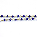 Indian Crystal Linked Bead Chain - Rondelle 2x3MM COBALT-Brass