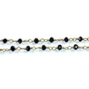 Indian Crystal Linked Bead Chain - Rondelle 2x3MM JET-Brass