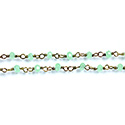 Indian Crystal Linked Bead Chain - Rondelle 2x3MM GREEN OPAL-Brass