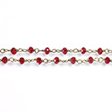 Indian Crystal Linked Bead Chain - Rondelle 2x3MM RUBY-Brass