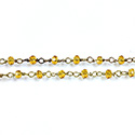 Indian Crystal Linked Bead Chain - Rondelle 2x3MM TOPAZ-Brass