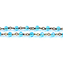 Indian Crystal Linked Bead Chain - Rondelle 3x4MM AQUA-Brass