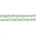 Indian Crystal Linked Bead Chain - Rondelle 3x4MM GREEN OPAL-Brass