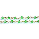 Indian Crystal Linked Bead Chain - Rondelle 3x4MM PERIDOT-Brass