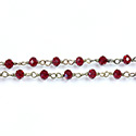 Indian Crystal Linked Bead Chain - Rondelle 3x4MM RUBY-Brass