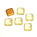 Glass Low Dome Foiled Cabochon - Square Antique 10x10MM JONQUIL