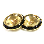 Czech Rhinestone Rondelle Shrag Rivoli Back Setting - Round 25MM outside with 18mm Recess JET-GOLD