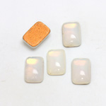 Glass Medium Dome Foiled Cabochon - Cushion 12x8MM WHITE OPAL